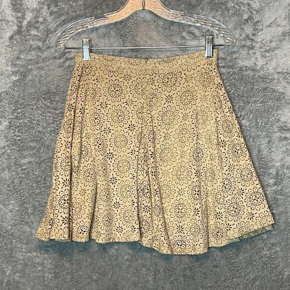 Altard State Juniors Faux Suede Leather Mandala Geometric Circle Skater Skirt L - Picture 2 of 11